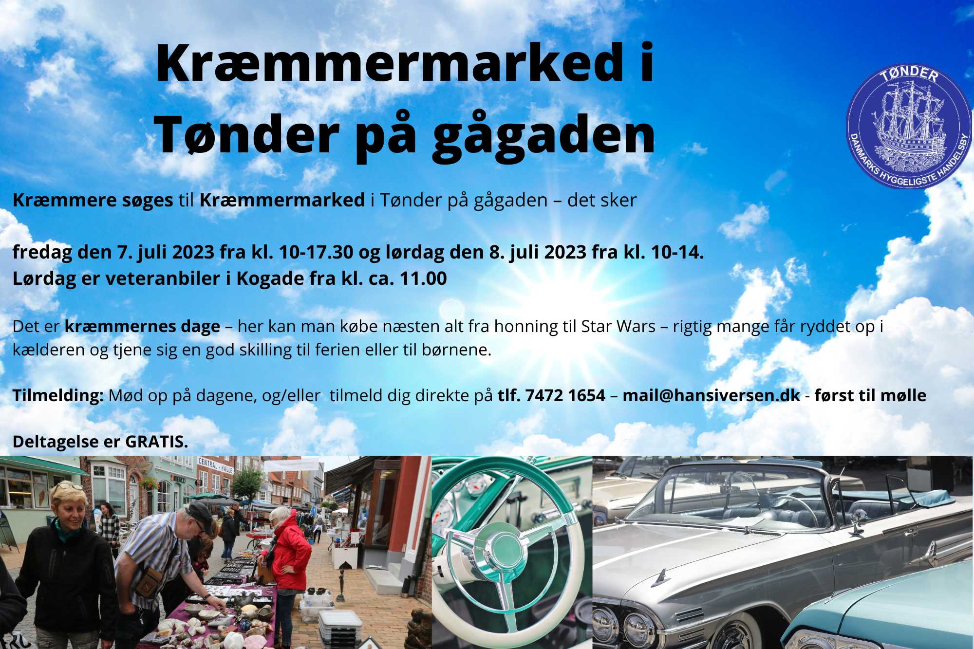 Kræmmermarked i Tønder – fredag den 7. juli samt lørdag den 08. juli 2023