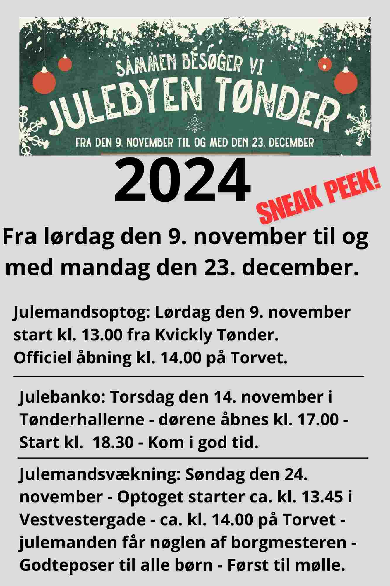 Julebyen Tønder 2024 – Sneak Peek! Julemandsoptog – julebanko -julemandsvækning